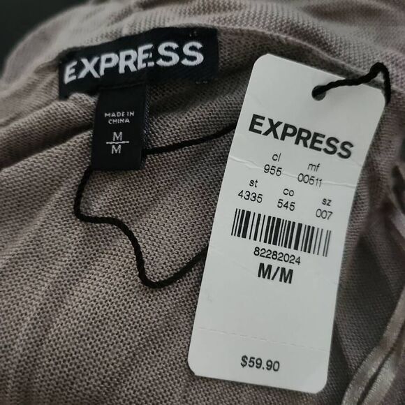 Express Women's Size Medium Gray Mixed Material Sheer Back Kimono Cardigan - Picture 6 of 6